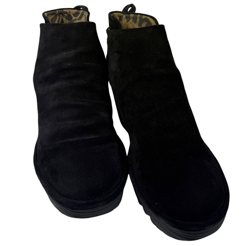 NEW FLY London Womens Yebi Wedge Boot, Suede Ankle Booties BLACK EU 41/US 10-10t - Picture 13 of 14